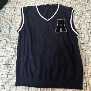 Sweater with A on the chest navy blue with white outlines